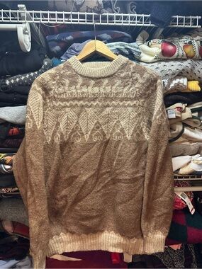 Vintage Alpaca Connection Handmade Native Pattern Knit Sweater Size Large